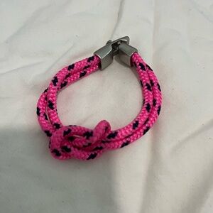 Black Dog rope bracelet, pink and navy, new without tags